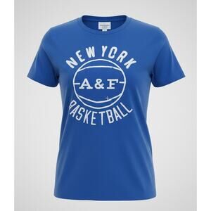 Abercrombie & Fitch Blue New York‎ Basketball Graphic Tee Y2K Vintage Size S